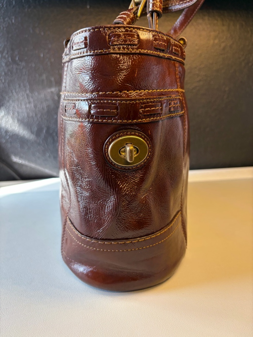 Coach Patent Leather Shoulder Tote with Gold Hardware! #11500 - Picture 2 of 16